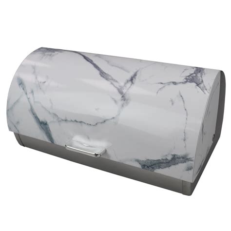 home basics steel bread box|Marble Like Roll Top Lid Steel Bread Box, White.